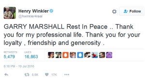 garry marshall henry winkler tweet