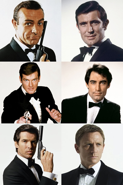 james bond sean connery george lazenby roger moore timothy dalton pierce brosnan daniel craig 400x600